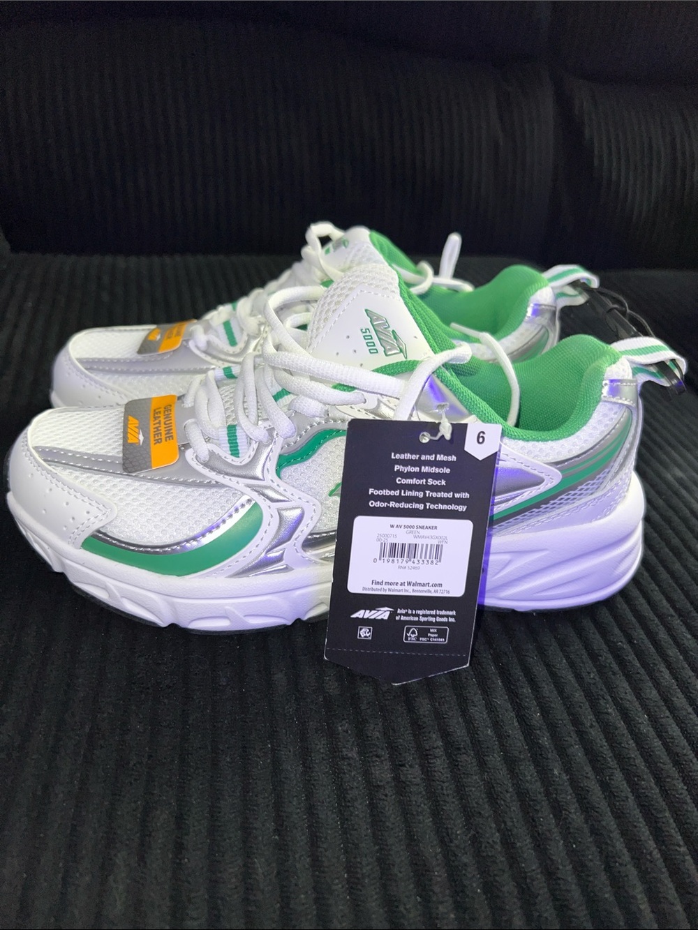 Women’s Avia White and Green Athletic Sneakers - Comfort Support